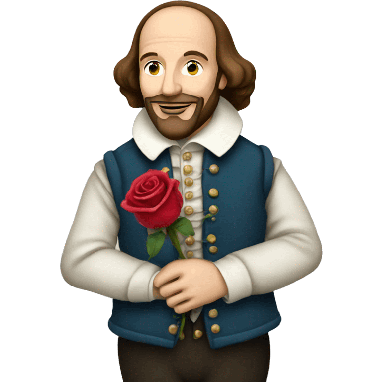 William Shakespeare holding-a-rose emoji