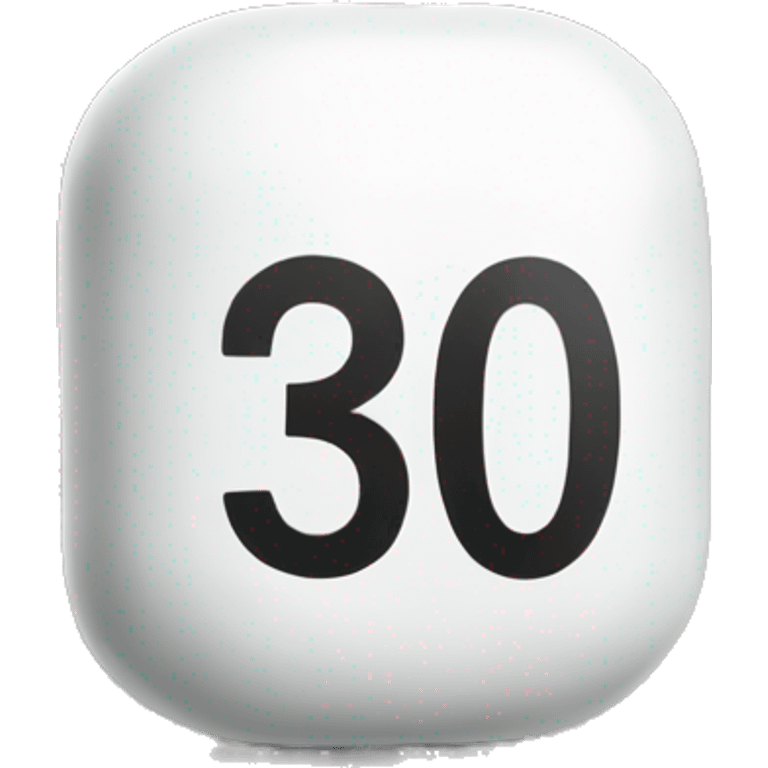 white pill with the number 30 on it emoji