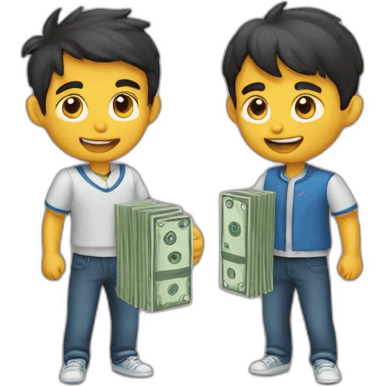 two boys with case money emoji