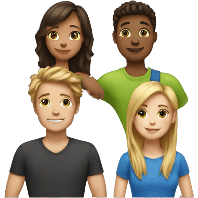 team of 4 friends 1 girl and 3 boys emoji