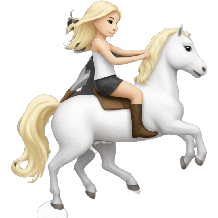 Blonde haired girl riding a white unicorn emoji