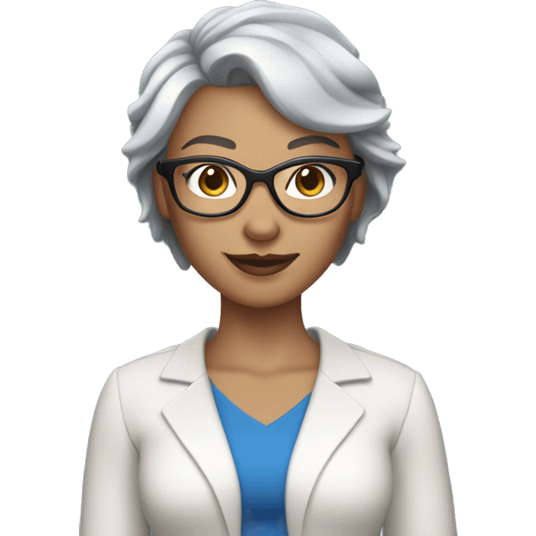 super woman with short grey hair fair skin blue eyes wear wire rim glasses emoji