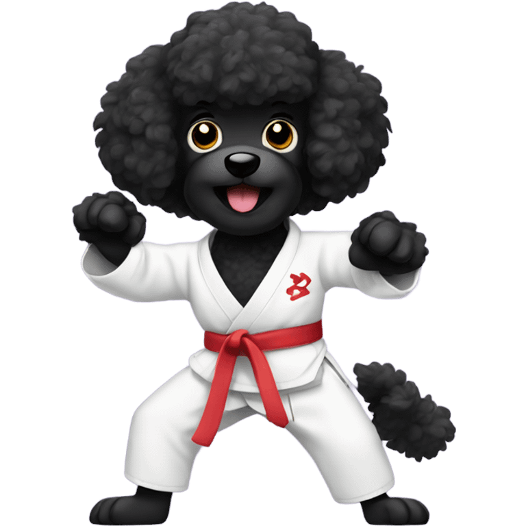 Black poodle doing karate emoji