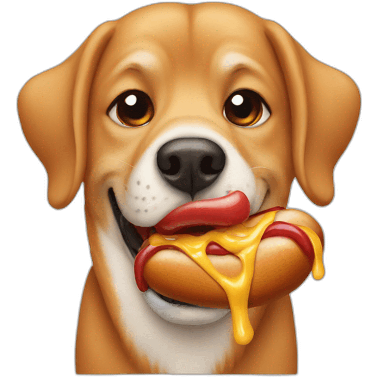 Dog eating hotdog emoji