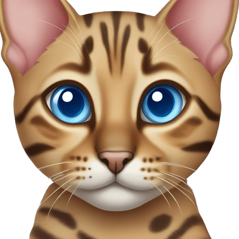 Bengal cat with cute blue eyes looking forward  emoji