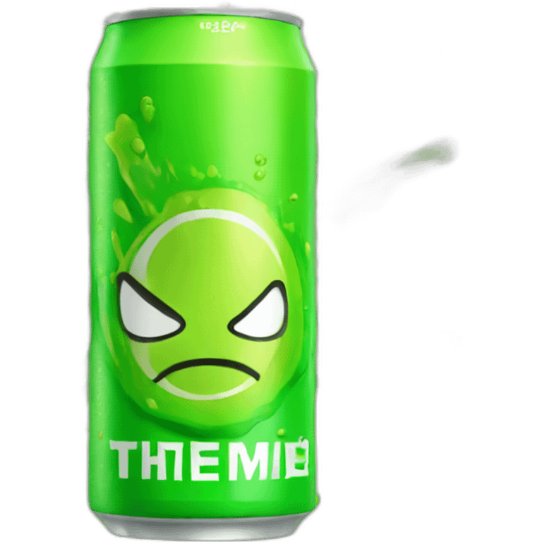 Lime green energy drink can exploding emoji