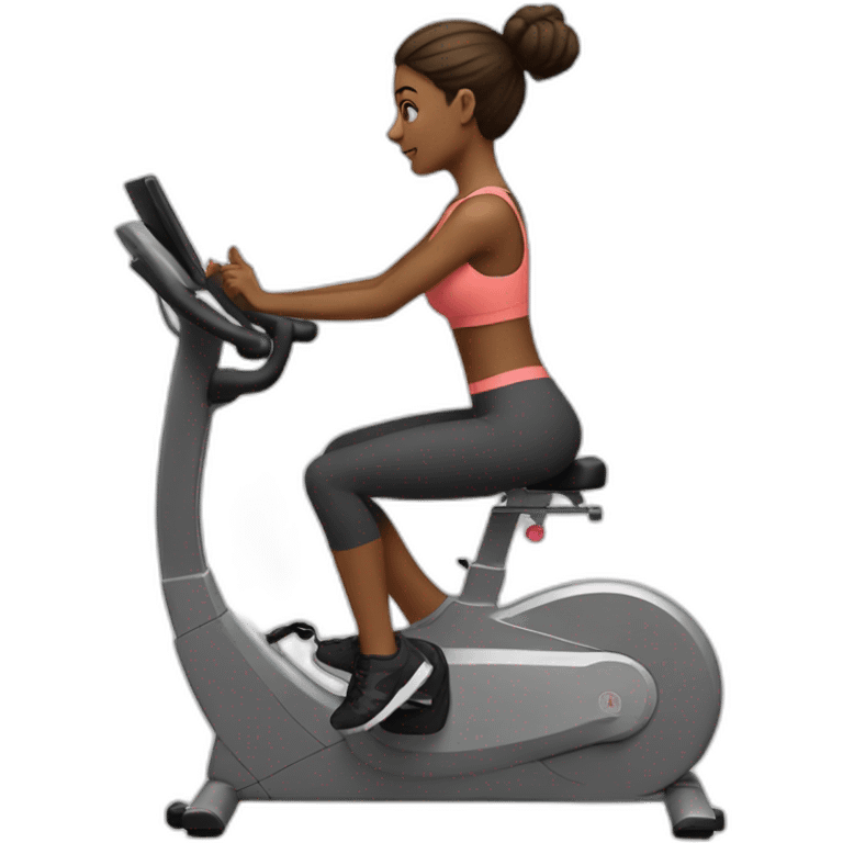 Fit girl on stationary bike emoji