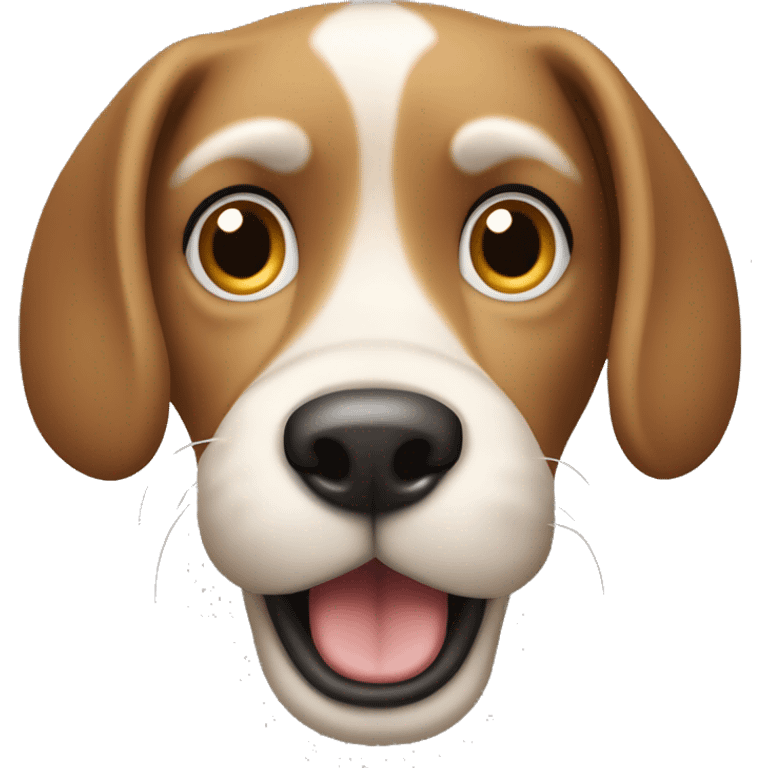 Light brown cartoon dog with long dark brown ears, big nose, rectangular white shout, round eyes, and bushy eyebrows  emoji