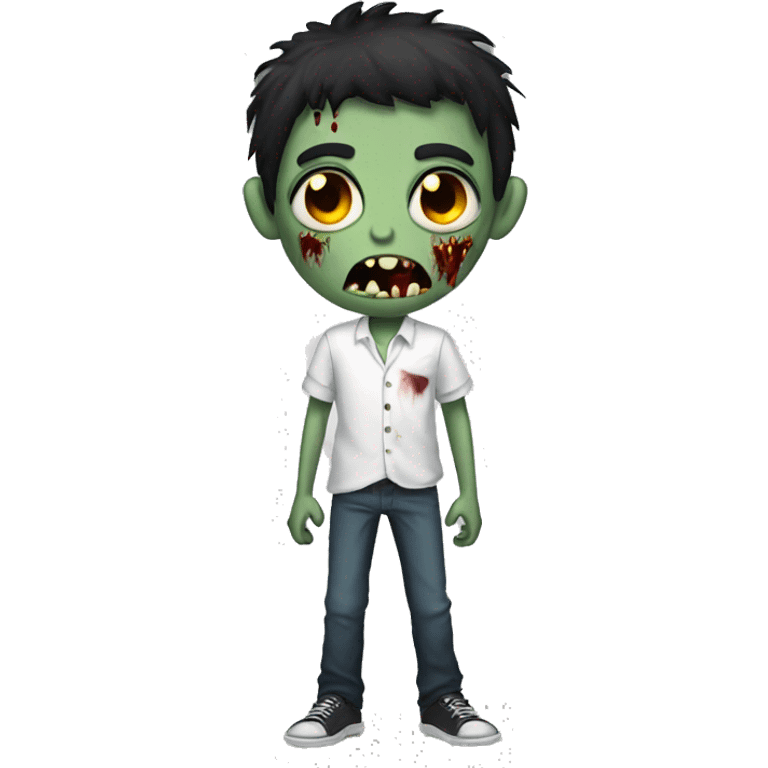 teen boy zombie with dark hair and white shirt emoji