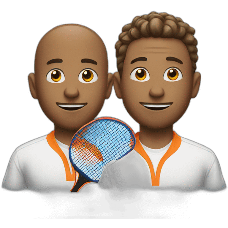 Two guys in shirts with table tennis emoji