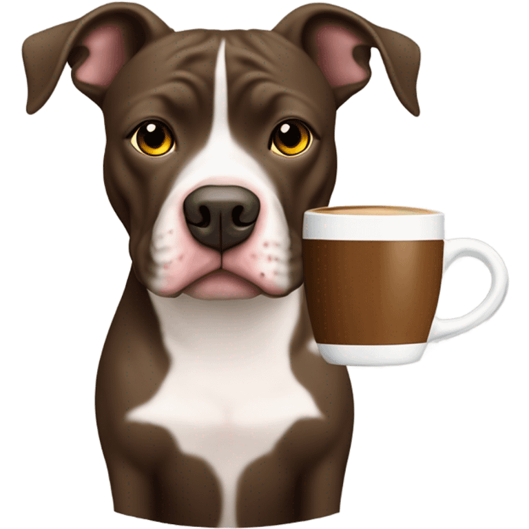 Perro pit bull blanco con mancha café en un ojo  emoji