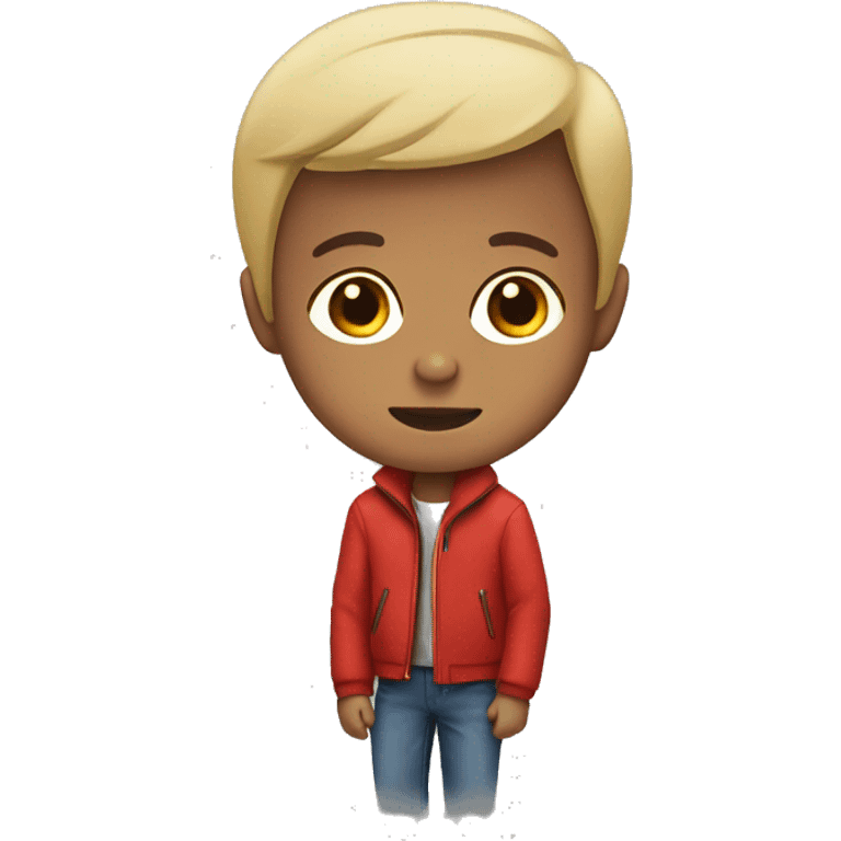 kid wearing a red jacket. black hair, Brown skin emoji