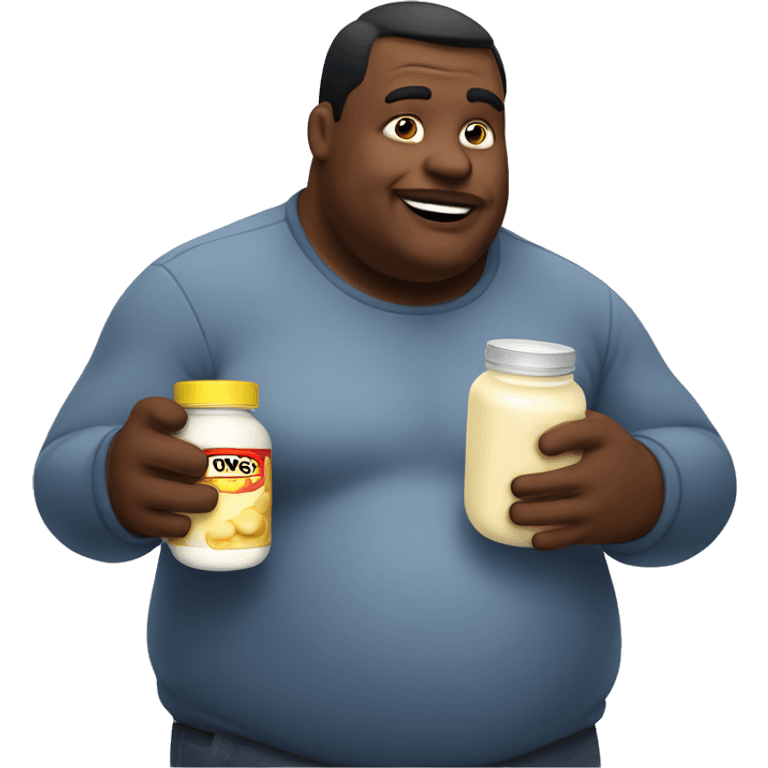 Fat man eating a jar of mayonnaise  emoji