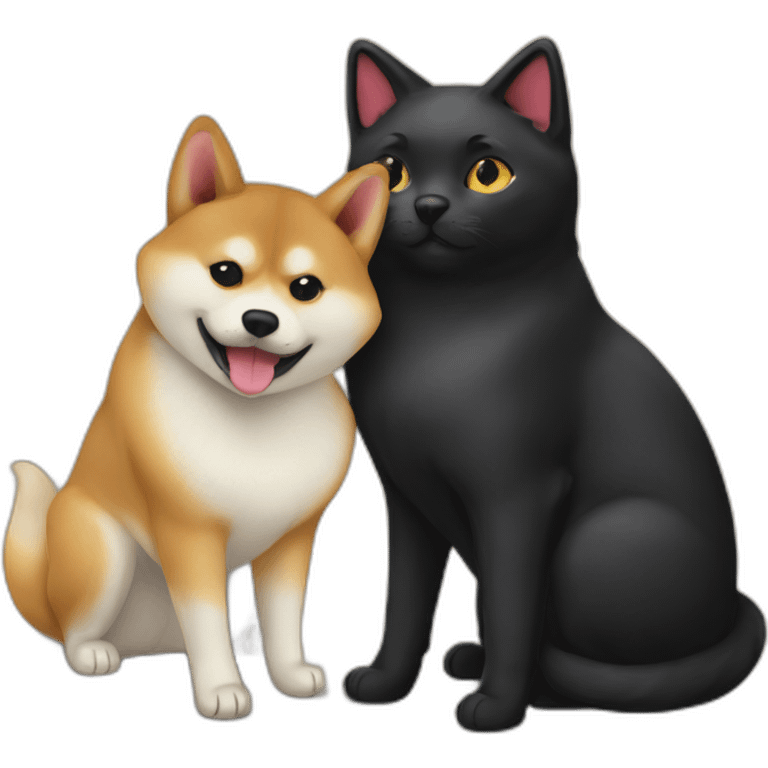 shibainu and black cat being-in-love emoji