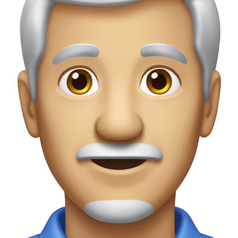 old italian man, grey hair, no facial hair. wearing a blue smart polo shirt emoji