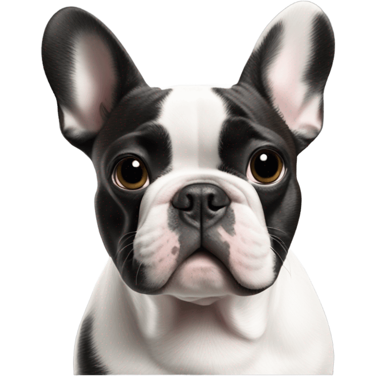 French bulldog white and black with a happy new year 2025 stamp emoji