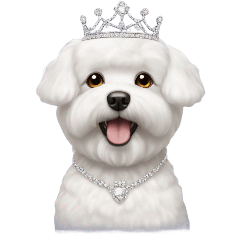 A Bichon Frise wearing a tiara  emoji