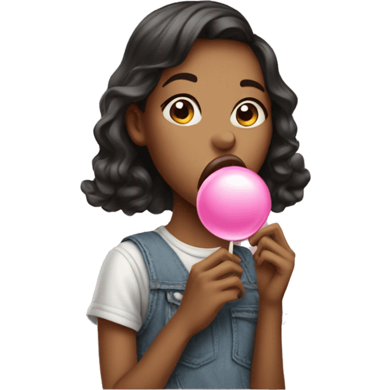 Girl blowing bubblegum emoji