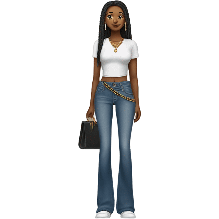 wide leg pair of jeans with a chain wallet emoji