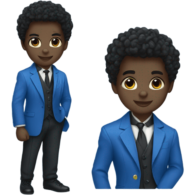 Pretty black cub panther wearing a blue blazer  emoji