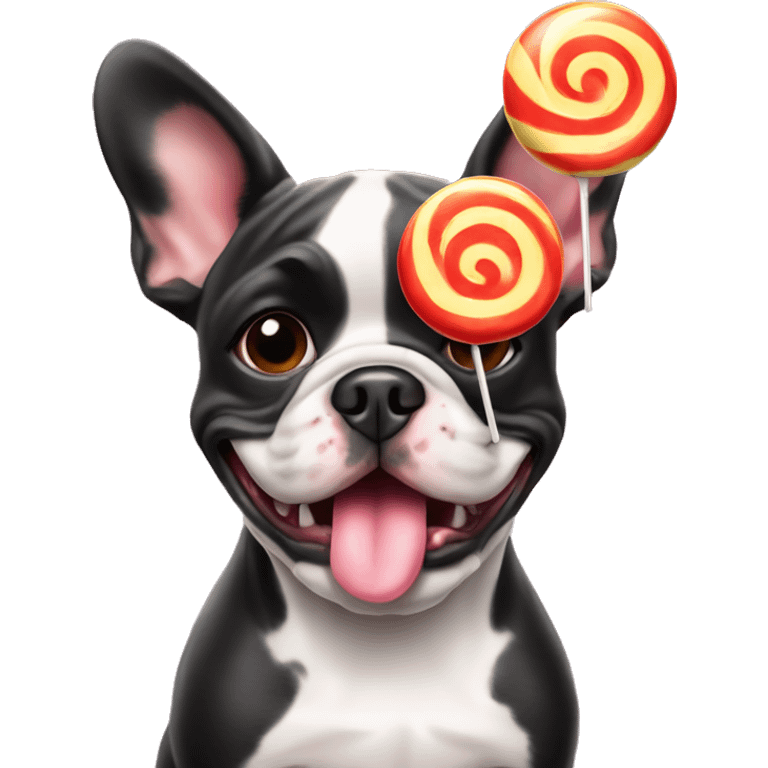 French bull dog with lollipop  emoji