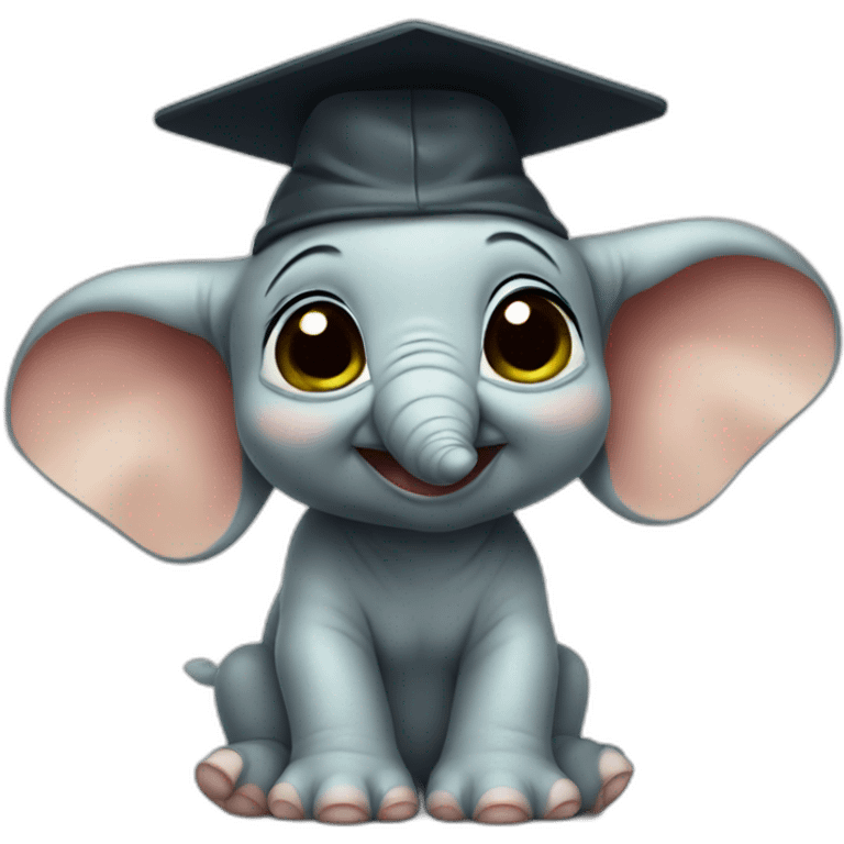 cuty elephant similar to baby yoda with a mortarboard emoji