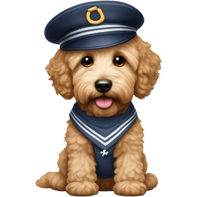 Apricot mini goldendoodle with sailor hat  emoji