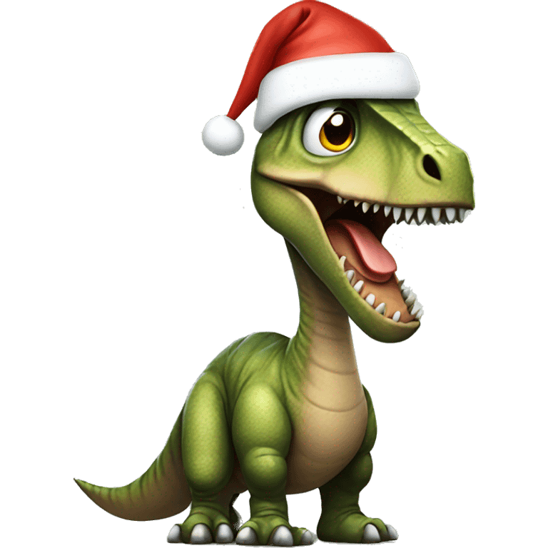 Dinosaur wearing a Santa hat emoji