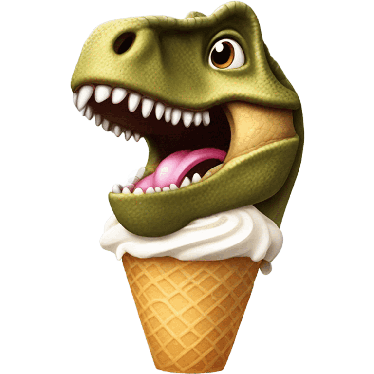 Dinosaur eating ice cream emoji