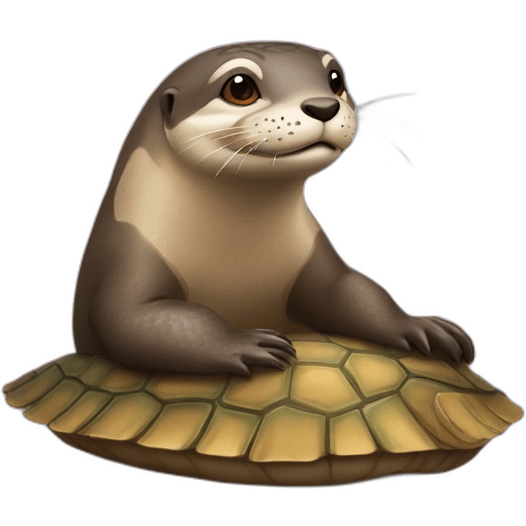 Une loutre sur une tortue emoji