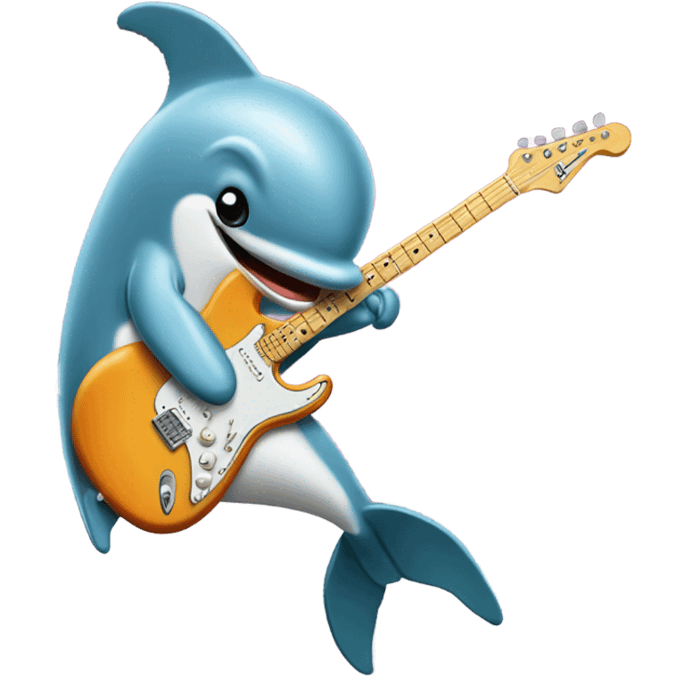 Dolphin playing a Fender Stratocaster emoji