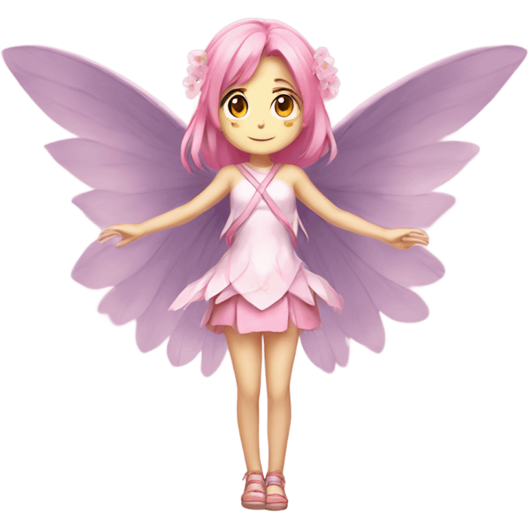 Sakura, girl, anime, fairy, big wings  emoji