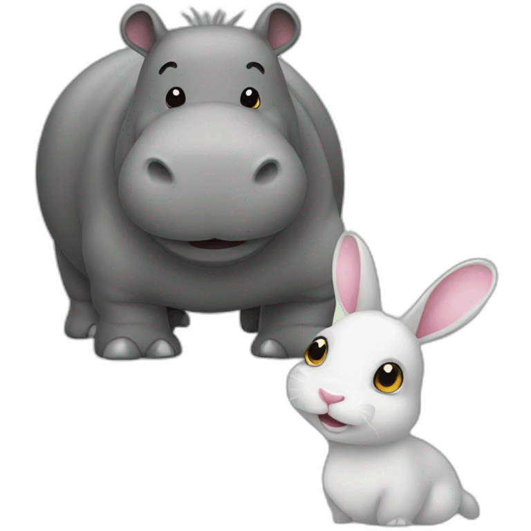 Hippopotame avec un lapin emoji