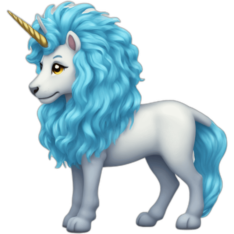 unicorn lion aurora blue hair emoji