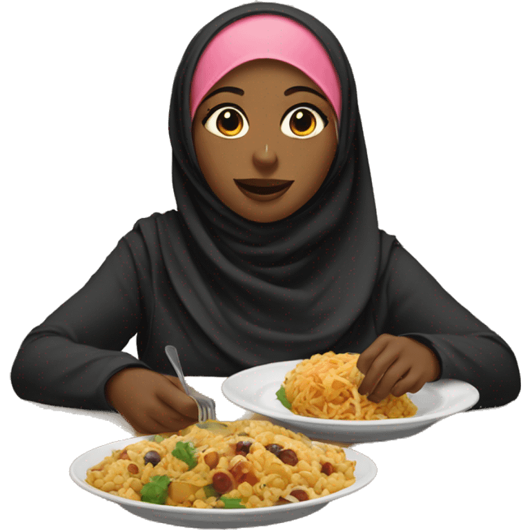 2 hijabi black women eating food emoji