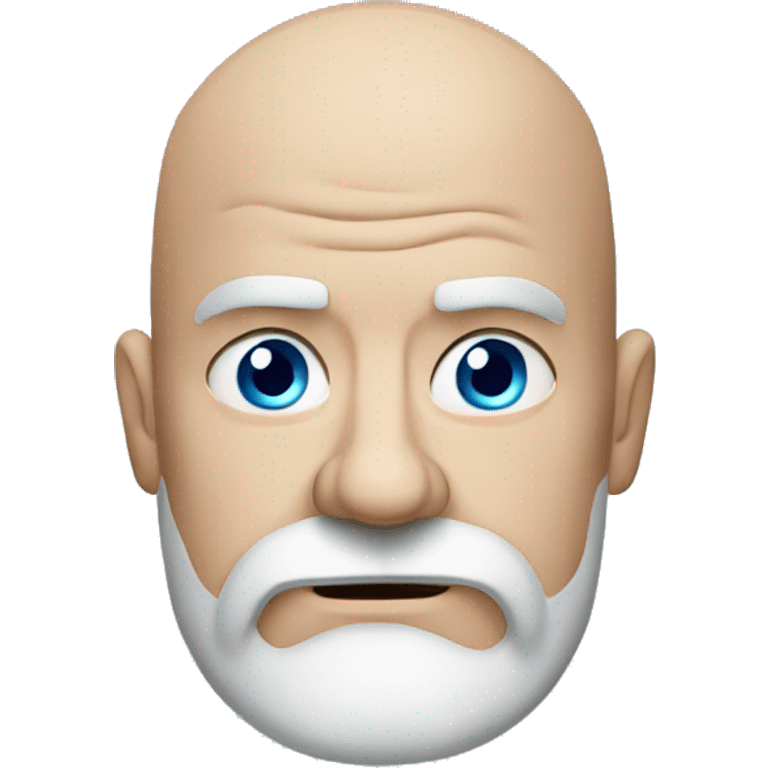 Grumpy bald man with beard and blue eyes emoji