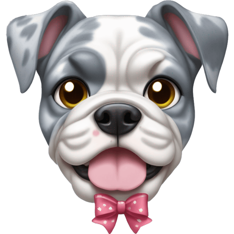 Blue Merle bulldog with bows emoji