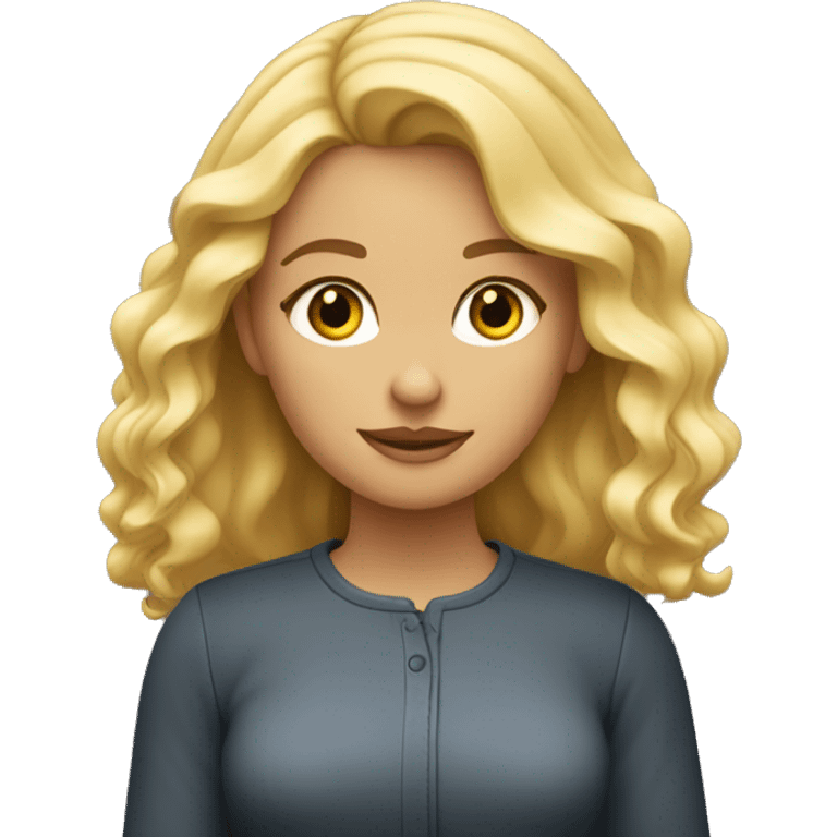 Une fille blonde foncé aux cheveux ondulé emoji