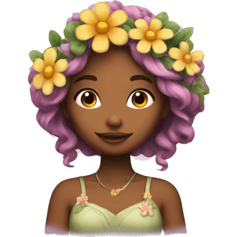 A fairy with beautiful flowers in her hair  emoji