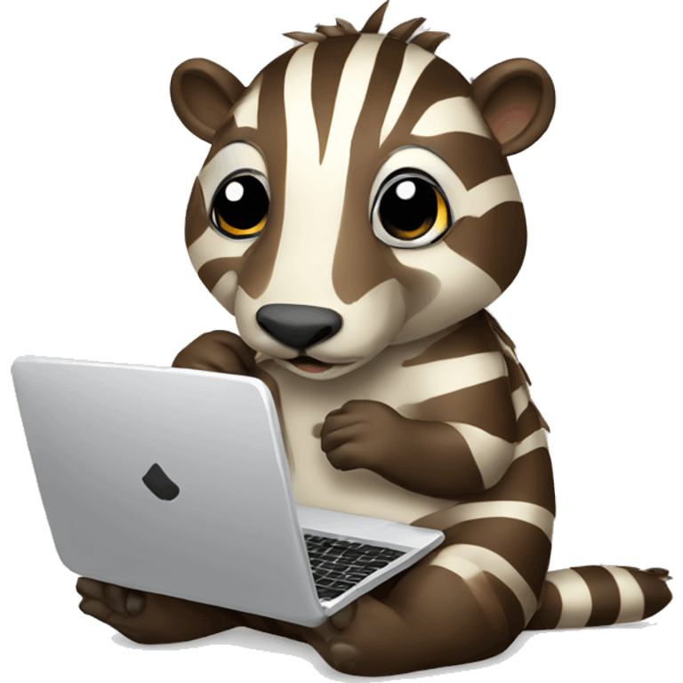 zebra as beaver with laptop emoji