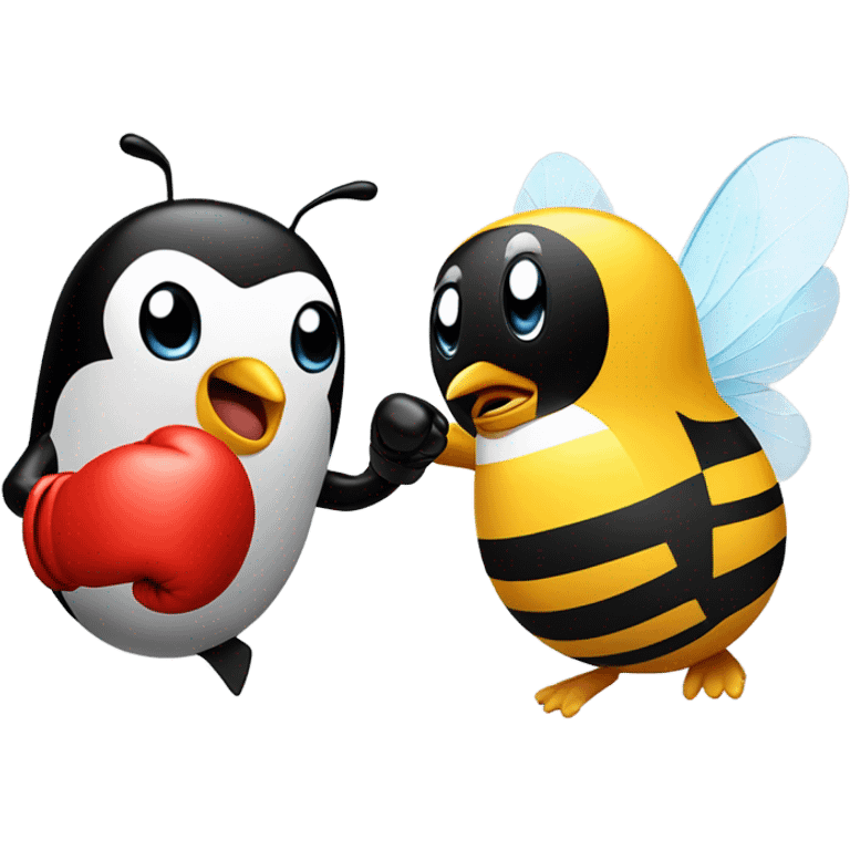 Bee punching penguin emoji