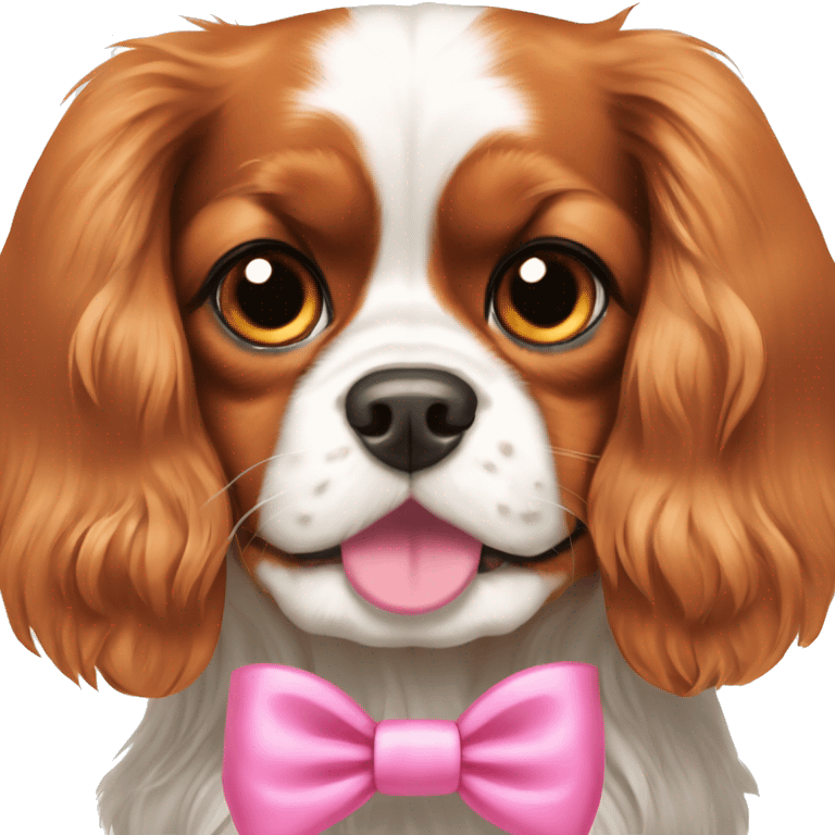 cavalier king charles spaniel dog wearing a pink bow emoji