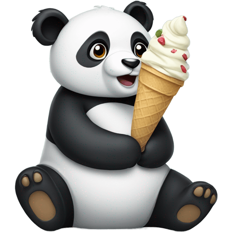 Panda eating ice cream emoji