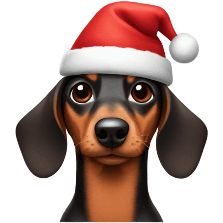 Sausage dog wearing a Christmas hat emoji