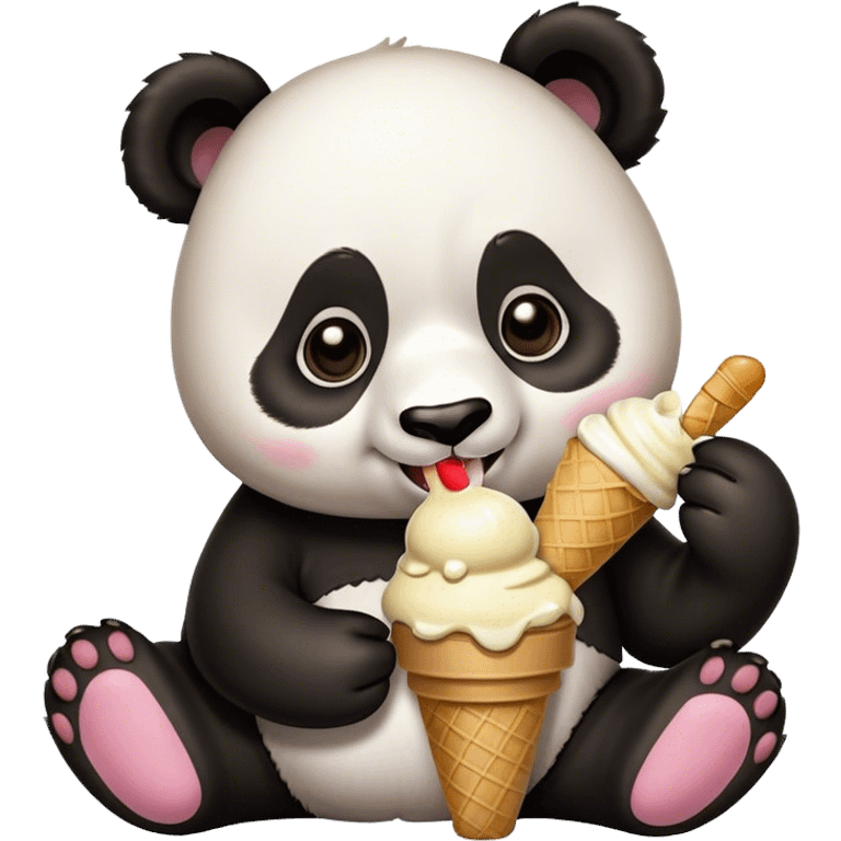 Panda eating ice cream emoji