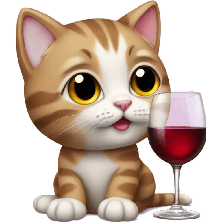 kitten with a glass of wine emoji