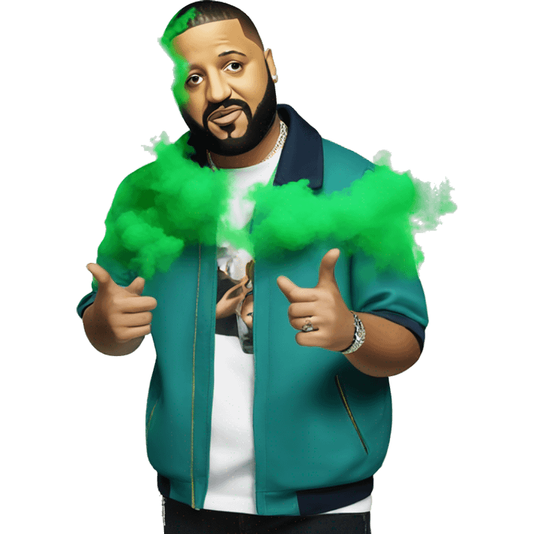 Dj khaled with green smoke realistic  emoji