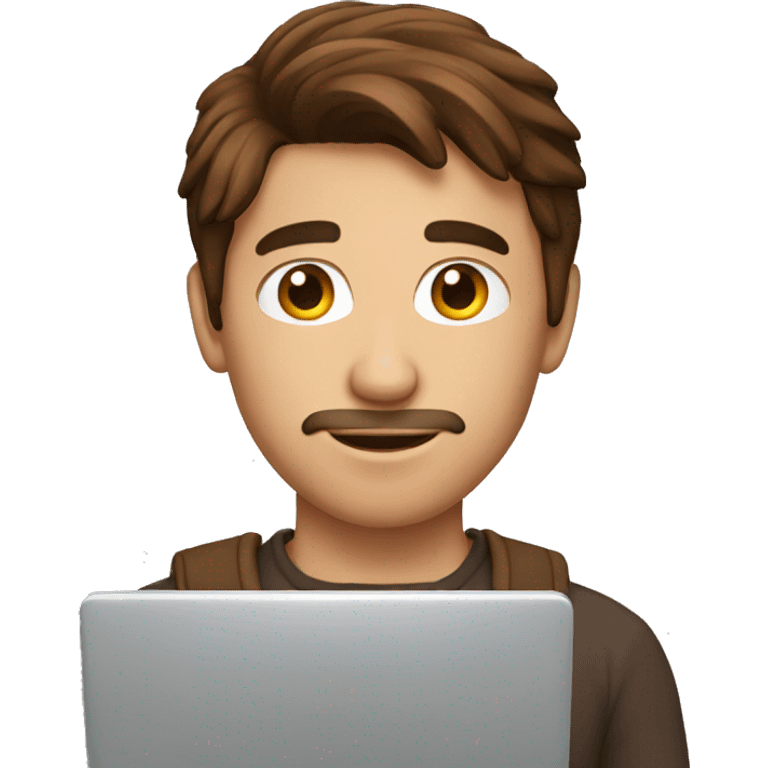 brown hair guy with laptop emoji