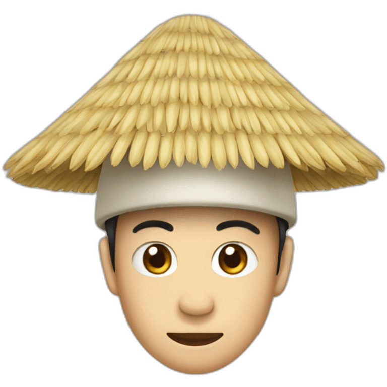 asian rice hat on monkey emoji