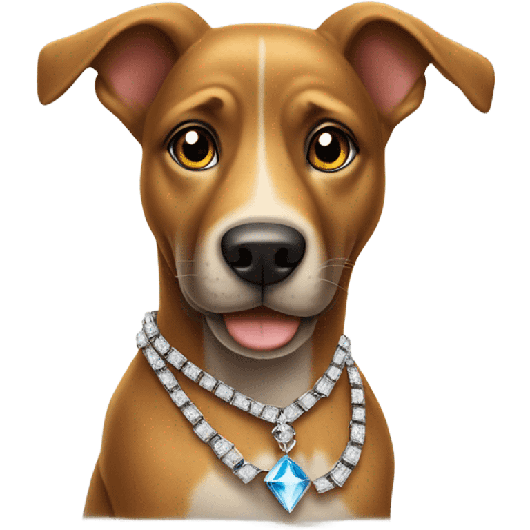 African American dog with a diamond chain and a cool attitude emoji